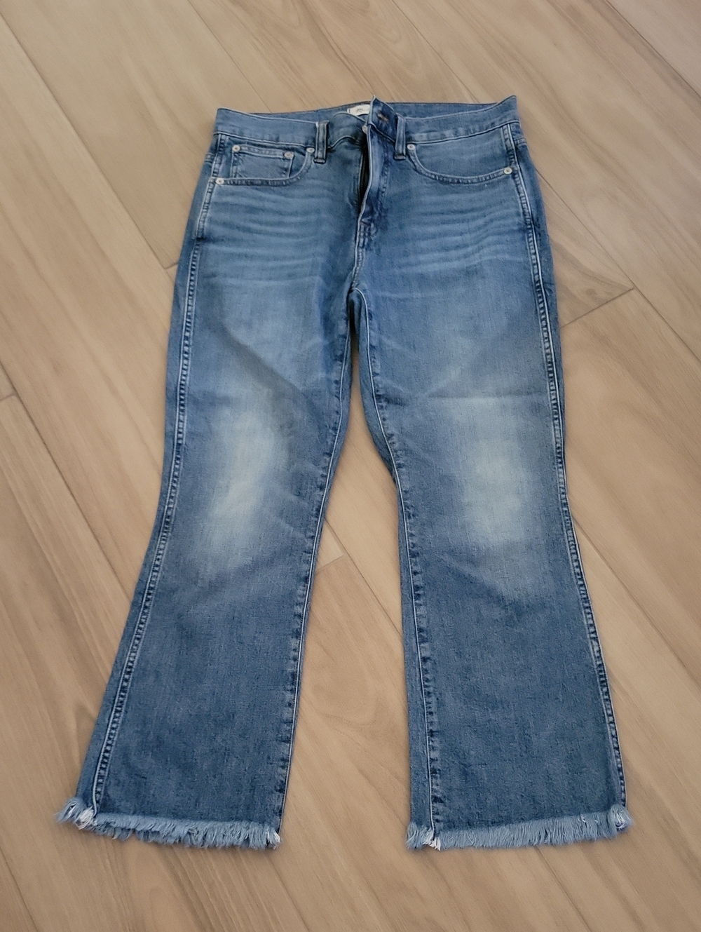 Madewell Cali Demi Boot Light Blue Frayed-Hem Wide Leg Jeans